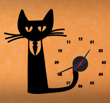 Kids Top Cat stick on wall clock - TenStickers