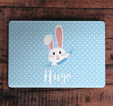 Vinilo para portátiles Lindo conejito para niño con nombre - TenVinilo