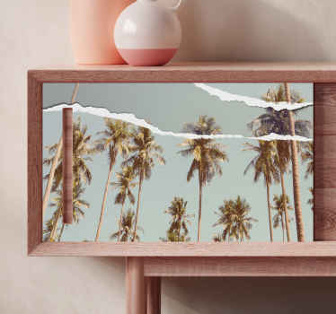 Pálmafák szakadt papír stílusú bútor matricával - TenStickers