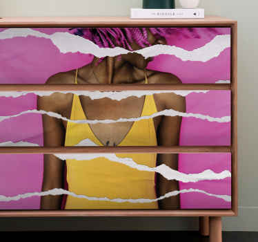 εικόνα γυναίκας σε σκίσιμο χάρτινο αυτοκόλλητο επίπλων - TenStickers