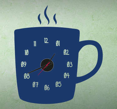 Coffee Cup Wall Clock Sticker - TenStickers
