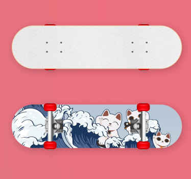 Cats riding waves extreme sports sticker - TenStickers