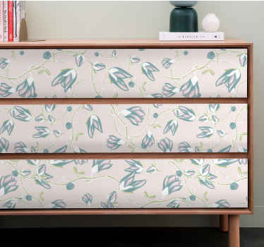 Elle çizilmiş yapraklar ve çiçekler mobilya çıkartması - TenStickers