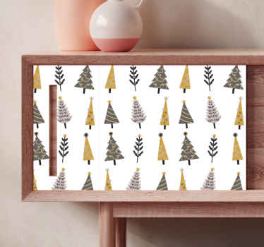 Festive Tree Patterns Christmas sticker - TenStickers