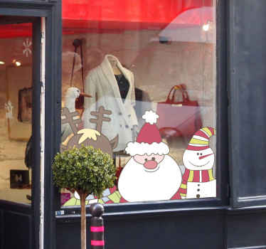 Sticker vitrine Noël personnages sympathiques - TenStickers