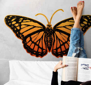 Vinilo pájaro diseño de mariposa naranja - TenVinilo