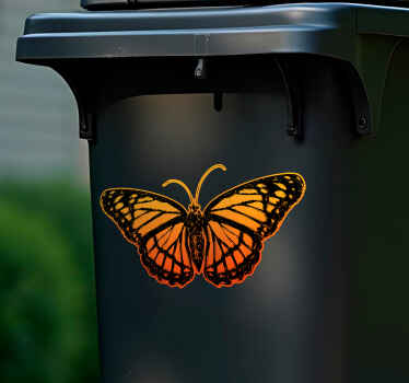 Pegatina container mariposa naranja vintage - TenVinilo