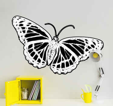Wandtattoo Schlafzimmer Schwarz-weißer schmetterlingsflügel - TenStickers