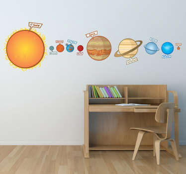 Adesivo bambini illustrazione sistema solare - TenStickers