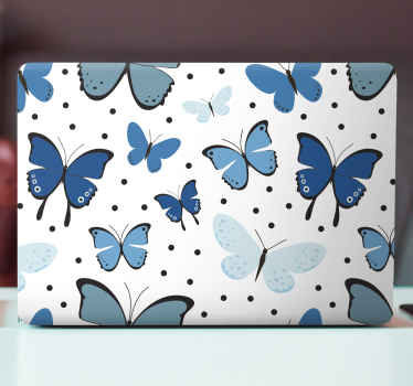 Blue Butterfly Pattern laptop skin - TenStickers