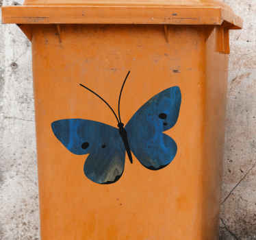 Mülltonnen Aufkleber Blauer glitzer schmetterlingsflügel - TenStickers