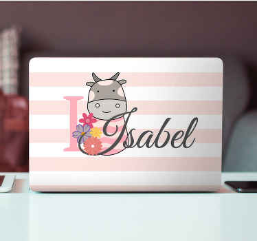 Cow emblem with name laptop skin - TenStickers