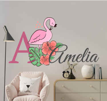 Roztomilá zvířata plameňák děti nálepky na zeď - TenStickers