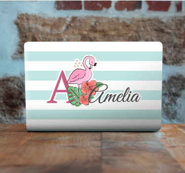 Flamingo Floral Initial laptop skin - TenStickers