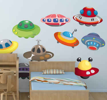 Alien UFOs space wall stickers - TenStickers