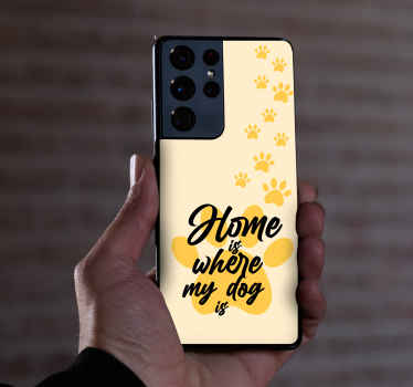 Sticker para Samsung El hogar es donde está mi perro citar letras - TenVinilo