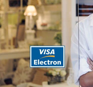 Um autocolante para as empresas mostrarem a seus clientes que aceita pagamentos com cartão de crédito com visa electron.