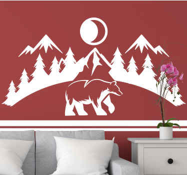 Urs cu munți în autocolant de perete din spate - TenStickers