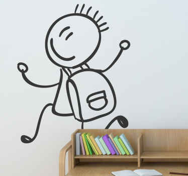 Vinilo infantil dibujo línea mochila - TenVinilo