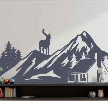 Mountain Cabin Vista nature wall sticker - TenStickers