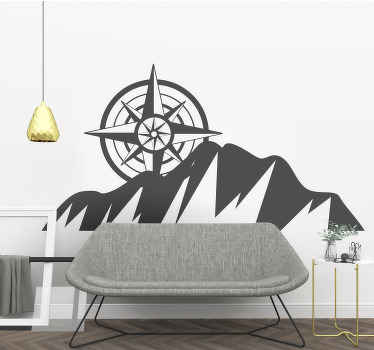 Vinilo naturaleza diseño de brújula de montaña - TenVinilo