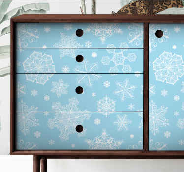 Valkoiset lumihiutaleet sinisellä pohjalla joulutarrat - Tenstickers