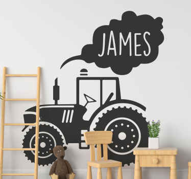 Sticker Jouet Tracteur silhouette avec nom personnalisé - TenStickers