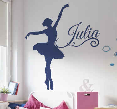 Silhoutte ballet dancer with name  dance decal - TenStickers