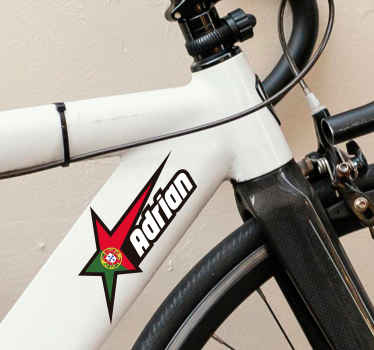 Autocolantes vinil para bicicletas Bandeira de portugal e nome pe - TenStickers