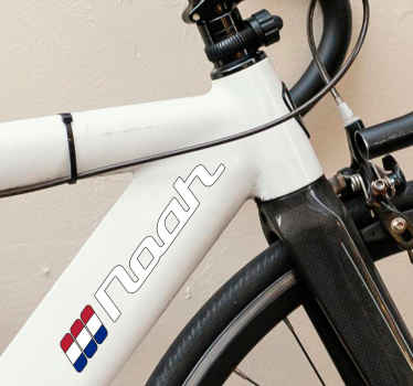 Fiets sticker Nederlandse vlag en aangepaste naam - TenStickers