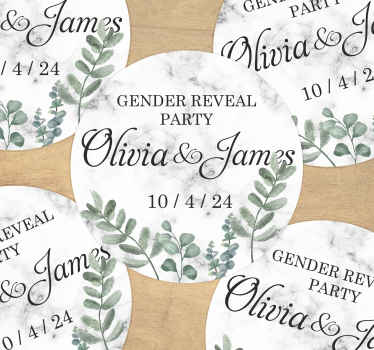 gender reveal party marble  custom sticker - TenStickers