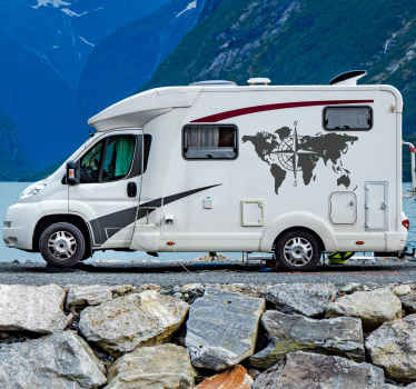 Wohnmobil Aufkleber Weltkarte und Kompass - TenStickers