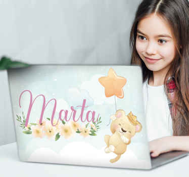 Sticker ordinateur portable personnage de lion mignon - TenStickers