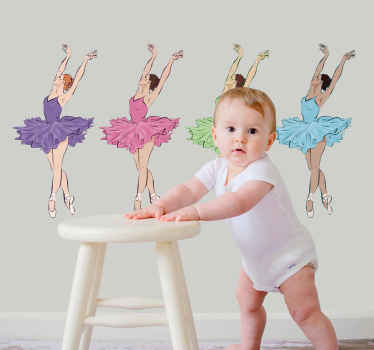 Colorful ballet dancers illustration decal - TenStickers