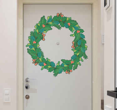 Coroană de crăciun desenată manual decal de crăciun - TenStickers
