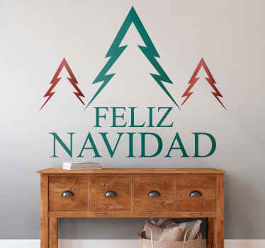 Pegatinas de navidad Rojo, verde, navidad, dorado, árboles - TenVinilo