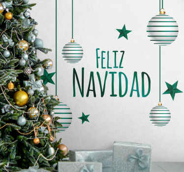 Pegatinas de navidad Saludo navideño con decoración realista - TenVinilo