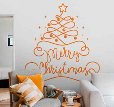 Pegatinas de navidad Feliz navidad letras con bolas - TenVinilo