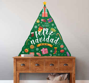 Pegatinas de navidad Feliz navidad con coloridas cajas de regalo - TenVinilo