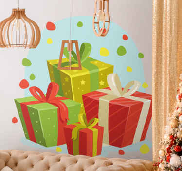 Sticker Noel Fond de cadeaux de noël - TenStickers