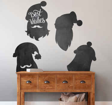 Sticker tableau noir silhouettes festives du père noël - TenStickers