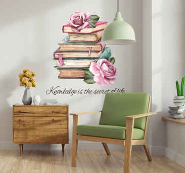 Sticker citation livres et roses - TenStickers