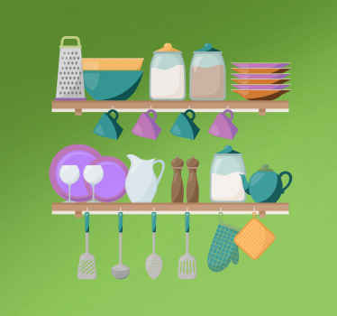 Vibrant Kitchenware Showcase cuisine wall sticker - TenStickers