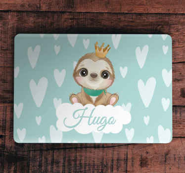 Vinilo para portátiles Lindo perezoso para niño con nombre - TenVinilo