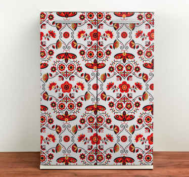 Red folklore pattern Poland furniture decal - TenStickers