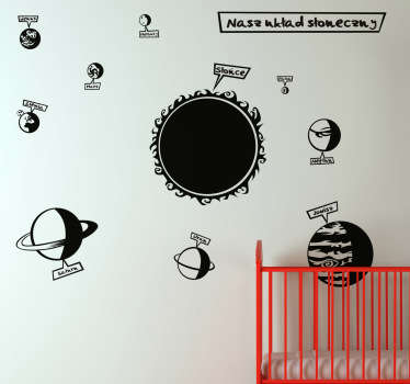 Naklejka dla dzieci układ słoneczny po polsku - TenStickers