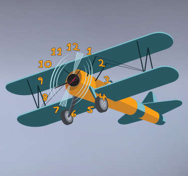 Autocolante infantil relógio avião - TenStickers