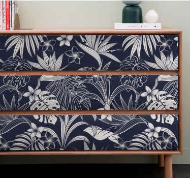 Tropical leaves and flowers furniture sticker - TenStickers