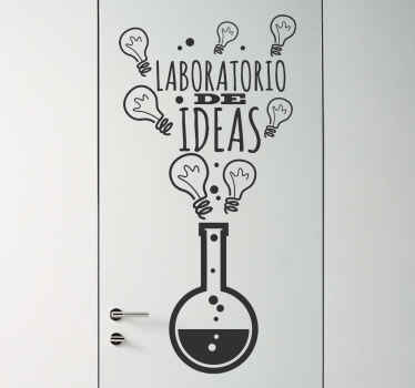 Vinilo para puerta laboratorio de ideas - TenVinilo