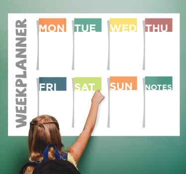 Weekly plan EN write on sticker - TenStickers
